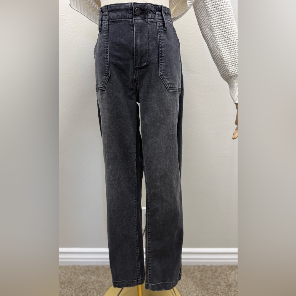 PAIGE Gray High Rise Straight Leg Jeans Size 29 Washed Dark Gray Utility Denim